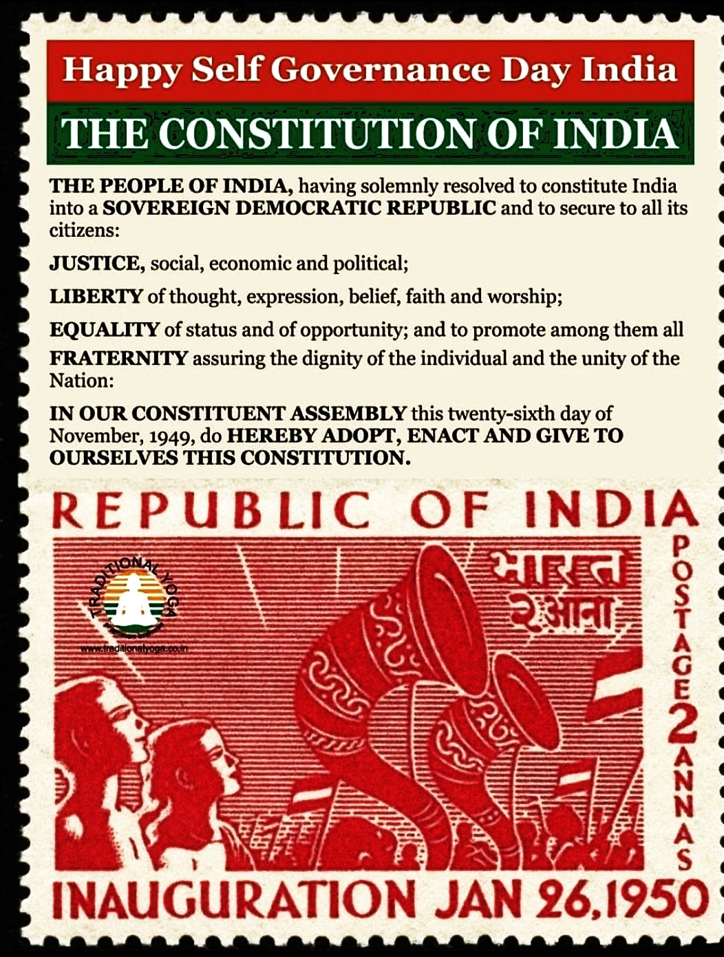 7 Postal-Stamp released on January, 26,1950 Representing Republic of India .jpeg